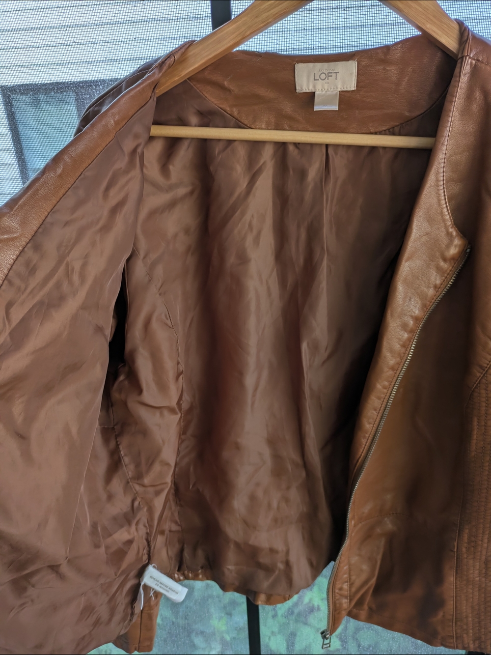 LOFT Cognac Faux Leather Zip Front Jacket - Picture 4 of 5